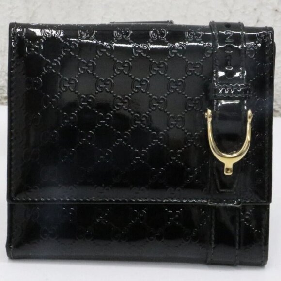 Gucci Micro Bifold Patent Leather Wallet - Black - Picture 1 of 14